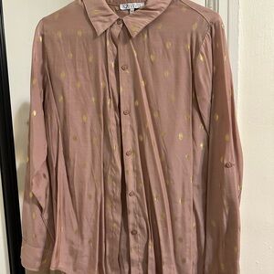 Rose Gold Women's Blouse with Gold Dots
